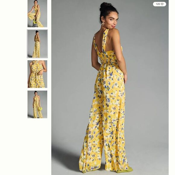 Anthropologie Ieena for Mac Duggal Wide-Leg Cross-Halter Jumpsuit - Picture 2 of 4